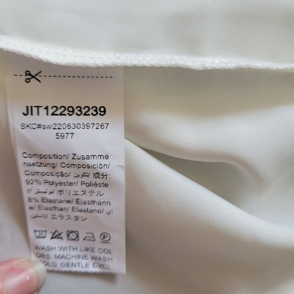 Elegant Shein White Blouse With Lace Sleeves & Tie Neck Design NWT - Picture 11 of 11